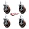 Service Caster 5'' High Temp Glass Filled Nylon 7/16'' Grip Ring Stem Caster Set with BRK, 4PK SCC-GR20S514-GFNSHT-TLB-716138-4 - alternate 2